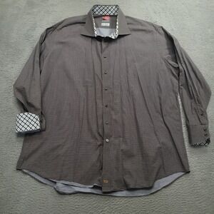 Thomas Dean 3XLT Brown Geometric Print Long Sleeve Button Down Shirt‎